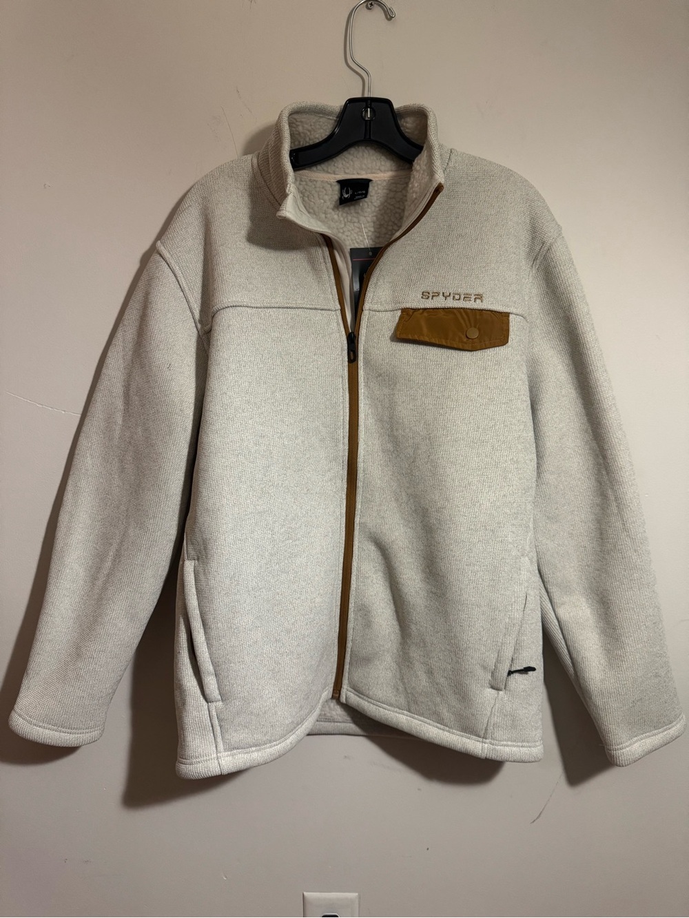 NWT Spyder Expo Sweater Fleece Jacket Full Zip in oatmeal heather color size L